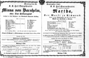 Theaterzettel (Oper und Burgtheater in Wien) 18670923 Seite: 1