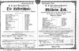 Theaterzettel (Oper und Burgtheater in Wien) 18670929 Seite: 1