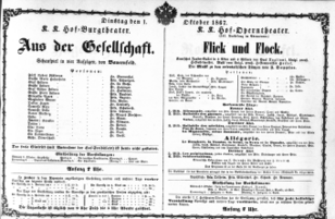 Theaterzettel (Oper und Burgtheater in Wien) 18671001 Seite: 1