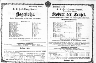 Theaterzettel (Oper und Burgtheater in Wien) 18671002 Seite: 1