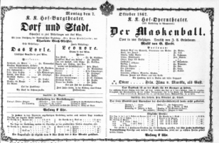 Theaterzettel (Oper und Burgtheater in Wien) 18671007 Seite: 1