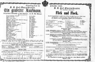 Theaterzettel (Oper und Burgtheater in Wien) 18671013 Seite: 1