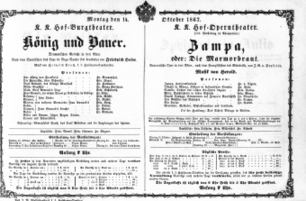 Theaterzettel (Oper und Burgtheater in Wien) 18671014 Seite: 1