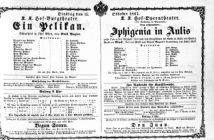Theaterzettel (Oper und Burgtheater in Wien) 18671015 Seite: 1