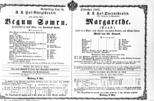 Theaterzettel (Oper und Burgtheater in Wien) 18671019 Seite: 1