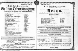 Theaterzettel (Oper und Burgtheater in Wien) 18671021 Seite: 1