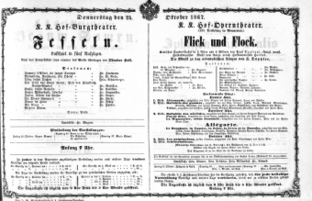 Theaterzettel (Oper und Burgtheater in Wien) 18671024 Seite: 1