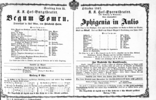 Theaterzettel (Oper und Burgtheater in Wien) 18671025 Seite: 1