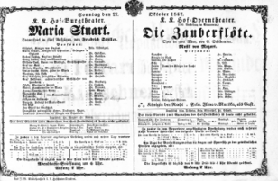 Theaterzettel (Oper und Burgtheater in Wien) 18671027 Seite: 1