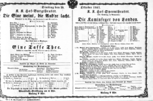 Theaterzettel (Oper und Burgtheater in Wien) 18671029 Seite: 1