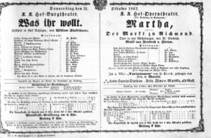 Theaterzettel (Oper und Burgtheater in Wien) 18671031 Seite: 1