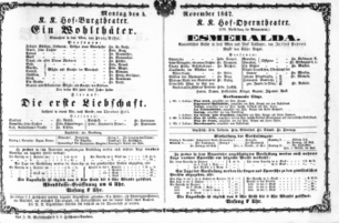 Theaterzettel (Oper und Burgtheater in Wien) 18671104 Seite: 1