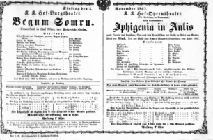 Theaterzettel (Oper und Burgtheater in Wien) 18671105 Seite: 1