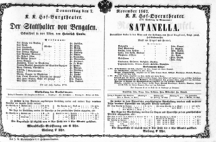 Theaterzettel (Oper und Burgtheater in Wien) 18671107 Seite: 1