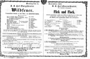 Theaterzettel (Oper und Burgtheater in Wien) 18671111 Seite: 1
