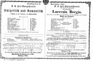 Theaterzettel (Oper und Burgtheater in Wien) 18671112 Seite: 1