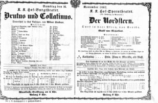 Theaterzettel (Oper und Burgtheater in Wien) 18671116 Seite: 1