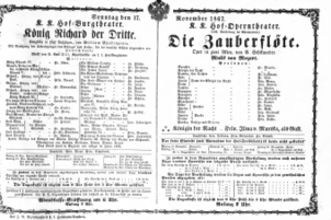 Theaterzettel (Oper und Burgtheater in Wien) 18671117 Seite: 1