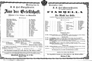 Theaterzettel (Oper und Burgtheater in Wien) 18671118 Seite: 1