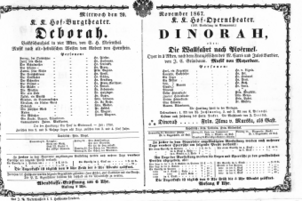 Theaterzettel (Oper und Burgtheater in Wien) 18671120 Seite: 1