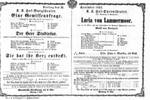 Theaterzettel (Oper und Burgtheater in Wien) 18671122 Seite: 1