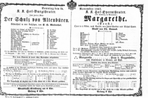 Theaterzettel (Oper und Burgtheater in Wien) 18671124 Seite: 1