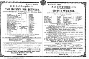 Theaterzettel (Oper und Burgtheater in Wien) 18671125 Seite: 1
