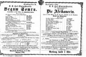 Theaterzettel (Oper und Burgtheater in Wien) 18671126 Seite: 1