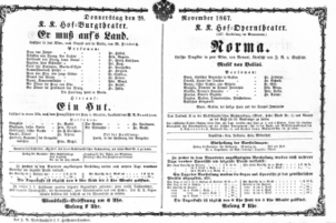 Theaterzettel (Oper und Burgtheater in Wien) 18671128 Seite: 1