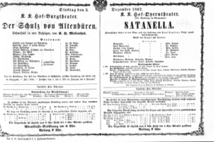 Theaterzettel (Oper und Burgtheater in Wien) 18671203 Seite: 1