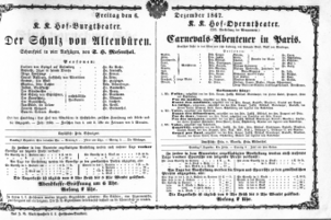 Theaterzettel (Oper und Burgtheater in Wien) 18671206 Seite: 1