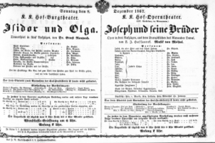 Theaterzettel (Oper und Burgtheater in Wien) 18671208 Seite: 1