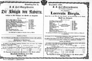 Theaterzettel (Oper und Burgtheater in Wien) 18671214 Seite: 1
