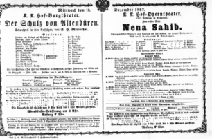 Theaterzettel (Oper und Burgtheater in Wien) 18671218 Seite: 1