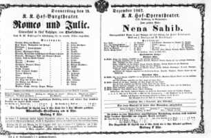 Theaterzettel (Oper und Burgtheater in Wien) 18671219 Seite: 1