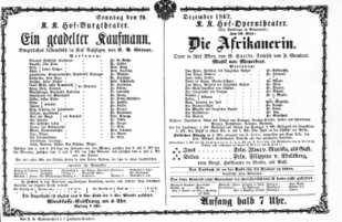Theaterzettel (Oper und Burgtheater in Wien) 18671229 Seite: 1