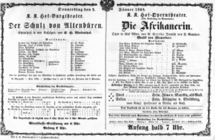 Theaterzettel (Oper und Burgtheater in Wien) 18680102 Seite: 1