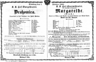 Theaterzettel (Oper und Burgtheater in Wien) 18680107 Seite: 1