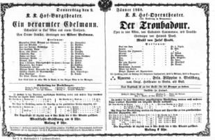 Theaterzettel (Oper und Burgtheater in Wien) 18680109 Seite: 1