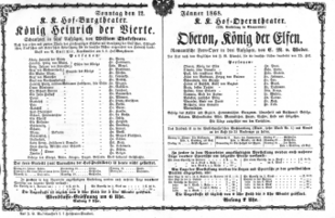 Theaterzettel (Oper und Burgtheater in Wien) 18680112 Seite: 1