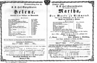 Theaterzettel (Oper und Burgtheater in Wien) 18680116 Seite: 1