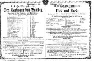 Theaterzettel (Oper und Burgtheater in Wien) 18680121 Seite: 1