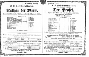 Theaterzettel (Oper und Burgtheater in Wien) 18680122 Seite: 1