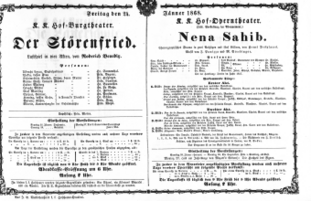 Theaterzettel (Oper und Burgtheater in Wien) 18680124 Seite: 1