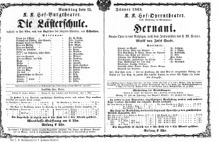 Theaterzettel (Oper und Burgtheater in Wien) 18680125 Seite: 1