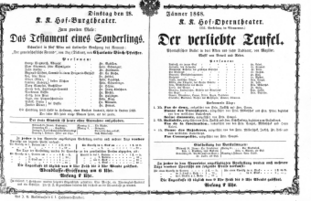 Theaterzettel (Oper und Burgtheater in Wien) 18680128 Seite: 1