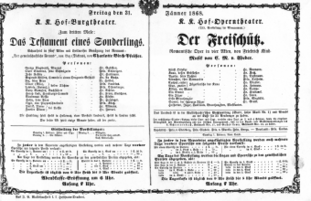 Theaterzettel (Oper und Burgtheater in Wien) 18680131 Seite: 1