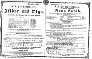 Theaterzettel (Oper und Burgtheater in Wien) 18680201 Seite: 1