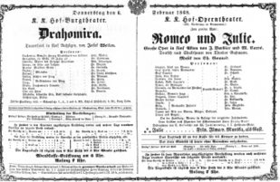 Theaterzettel (Oper und Burgtheater in Wien) 18680206 Seite: 1