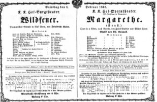 Theaterzettel (Oper und Burgtheater in Wien) 18680208 Seite: 1